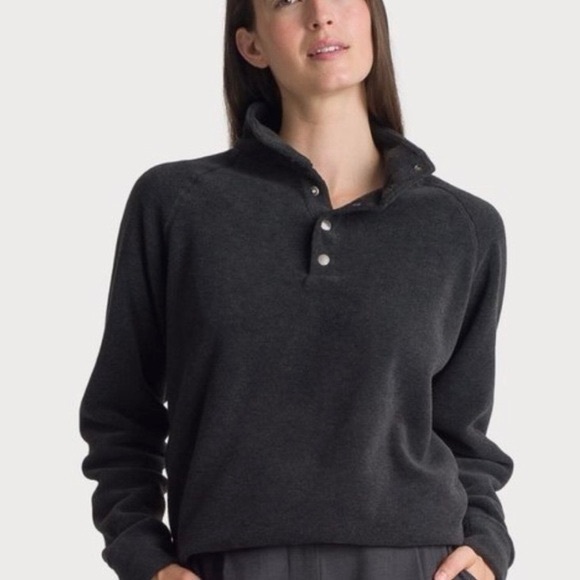 Kit and Ace Fleece Chillout Button Down Pullover in Black sz M - Picture 2 of 8